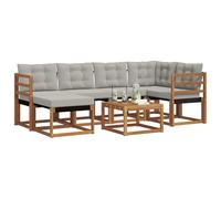 vidaXL Ensemble de canapés d'extérieur 7 pcs Gris Naturel et Clair, Ensemble de canapés de Jardin, Meubles Modernes d'extérieur pour se détendre, résistant aux intempéries et Confortable