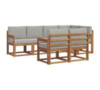 vidaXL Ensemble de canapés d'extérieur 7 pcs Gris Naturel et Clair, Ensemble de salon de jardin, canapé extérieur moderne, mobilier secret de patio confortable, sectionnel en bois massif et polyvalent