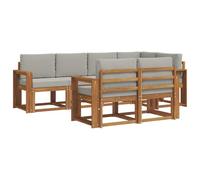 vidaXL Ensemble de canapés d'extérieur 7 pcs Gris Naturel et Clair, Ensemble de salon de jardin, canapé extérieur moderne, mobilier secret de patio confortable, sectionnel en bois massif et polyvalent