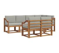 vidaXL Ensemble de canapés d'extérieur 7 pcs Gris Naturel et Clair, Ensemble de salon de jardin, canapé extérieur moderne, mobilier secret de patio confortable, sectionnel en bois massif et polyvalent