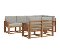 vidaXL Ensemble de canapés d'extérieur 7 pcs Gris Naturel et Clair, Ensemble de salon de jardin, canapé extérieur moderne, mobilier secret de patio confortable, sectionnel en bois massif et polyvalent