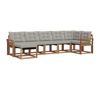 vidaXL Ensemble de canapés d'extérieur 7 pcs Gris Naturel et Clair, Salon de Jardin Moderne, canapé Confortable près de la Piscine, mobilier résistant au Temps, Lounge Pratique