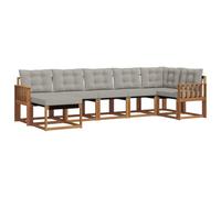 vidaXL Ensemble de canapés d'extérieur 7 pcs Gris Naturel et Clair, Salon de Jardin Moderne, canapé Confortable près de la Piscine, mobilier résistant au Temps, Lounge Pratique