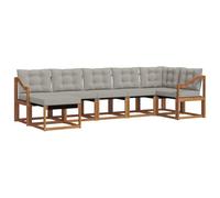 vidaXL Ensemble de canapés d'extérieur 7 pcs Gris Naturel et Clair, Salon de Jardin Moderne, canapé Confortable près de la Piscine, mobilier résistant au Temps, Lounge Pratique