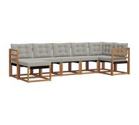 vidaXL Ensemble de canapés d'extérieur 7 pcs Gris Naturel et Clair, Salon de Jardin Moderne, canapé Confortable près de la Piscine, mobilier résistant au Temps, Lounge Pratique