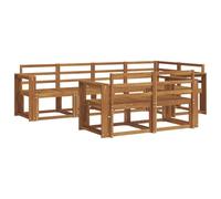 vidaXL Ensemble de canapés d'extérieur 7 pcs Naturel, Ensemble de salon de jardin, canapé extérieur moderne, mobilier secret de patio confortable, sectionnel en bois massif et polyvalent pour l'extéri