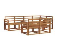 vidaXL Ensemble de canapés d'extérieur 7 pcs Naturel, Ensemble de salon de jardin, canapé extérieur moderne, mobilier secret de patio confortable, sectionnel en bois massif et polyvalent pour l'extéri