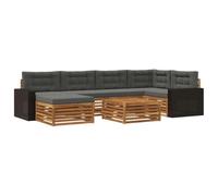 vidaXL Ensemble de canapés d'extérieur 7 pcs Naturel et Anthracite, Canapé de Jardin Moderne, sectionnel résistant aux intempéries, idéal pour la terrasse, mobilier Lounge Confortable