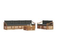 vidaXL Ensemble de canapés d'extérieur sectionnel 7 pcs Naturel et Anthracite