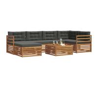vidaXL Ensemble de canapés d'extérieur 7 pcs Naturel et Anthracite, Canapé d'extérieur Chic, Ensemble Moderne, Salon Durable, mobilier de Patio Confortable, assises terrasse incluses