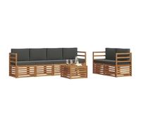vidaXL Ensemble de canapés d'extérieur 7 pcs Naturel et Anthracite, Canapé d'extérieur, Sectionnel Moderne, Mobilier de Jardin résistant, Salon de Patio, Assise terrasse, Comfort