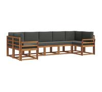 vidaXL Ensemble de canapés d'extérieur 7 pcs Naturel et Anthracite, Ensemble de canapés modernes d'extérieur, sectionnel de patio, salon de jardin, meubles en bois d'acacia, assises pour arrière-cour,