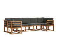 vidaXL Ensemble de canapés d'extérieur 7 pcs Naturel et Anthracite, Ensemble de canapés modernes d'extérieur, sectionnel de patio, salon de jardin, meubles en bois d'acacia, assises pour arrière-cour,