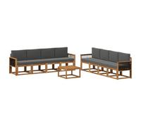 vidaXL Ensemble de canapés d'extérieur 7 pcs Naturel et Anthracite, Ensemble de canapés Modernes pour l'extérieur, mobilier de Jardin Acacia, Salon Confortable, résistant aux intempéries