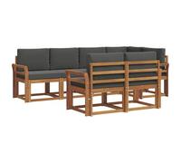 vidaXL Ensemble de canapés d'extérieur 7 pcs Naturel et Anthracite, Ensemble de salon de jardin, canapé extérieur moderne, mobilier secret de patio confortable, sectionnel en bois massif et polyvalent