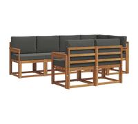 vidaXL Ensemble de canapés d'extérieur 7 pcs Naturel et Anthracite, Ensemble de salon de jardin, canapé extérieur moderne, mobilier secret de patio confortable, sectionnel en bois massif et polyvalent