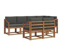 vidaXL Ensemble de canapés d'extérieur 7 pcs Naturel et Anthracite, Ensemble de salon de jardin, canapé extérieur moderne, mobilier secret de patio confortable, sectionnel en bois massif et polyvalent