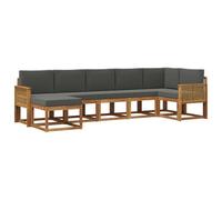 vidaXL Ensemble de canapés d'extérieur 7 pcs Naturel et Anthracite, Sofa extérieur en Acacia, Style Moderne, Assise Flexible pour Le Patio, canapé de Jardin, idéal pour se détendre
