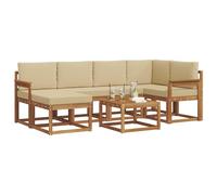 vidaXL Ensemble de canapés d'extérieur 7 pcs Naturel et Beige, Canapé de Jardin, Ensemble sectionnel Moderne, résistant aux intempéries, mobilier terrasse, Confort extérieur