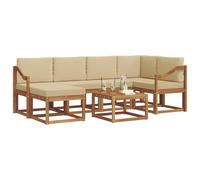 vidaXL Ensemble de canapés d'extérieur 7 pcs Naturel et Beige, Canapé de Jardin, Ensemble sectionnel Moderne, résistant aux intempéries, mobilier terrasse, Confort extérieur