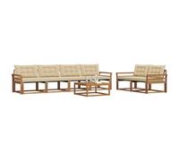 vidaXL Ensemble de canapés d'extérieur 7 pcs Naturel et Beige, Canapé de Jardin, sectionnel Moderne, mobilier extérieur Durable, Confort terrasse, idéal pour se détendre