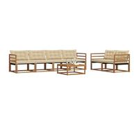 vidaXL Ensemble de canapés d'extérieur 7 pcs Naturel et Beige, Canapé de Jardin, sectionnel Moderne, mobilier extérieur Durable, Confort terrasse, idéal pour se détendre