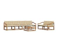 vidaXL Ensemble de canapés d'extérieur 7 pcs Naturel et Beige, Canapé de Jardin, sectionnel Moderne, mobilier extérieur Durable, Confort terrasse, idéal pour se détendre
