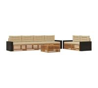 vidaXL Ensemble de canapés d'extérieur 7 pcs Naturel et Beige, Canapé de Jardin, sectionnel Moderne, mobilier Durable pour terrasse, Confort Optimal pour se Relaxer