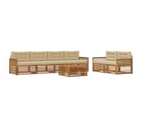 vidaXL Ensemble de canapés d'extérieur 7 pcs Naturel et Beige, Canapé de Jardin, sectionnel Moderne, mobilier Durable pour terrasse, Confort Optimal pour se Relaxer
