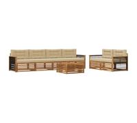 vidaXL Ensemble de canapés d'extérieur 7 pcs Naturel et Beige, Canapé de Jardin, sectionnel Moderne, mobilier Durable pour terrasse, Confort Optimal pour se Relaxer