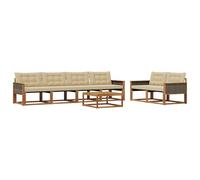vidaXL Ensemble de canapés d'extérieur 7 pcs Naturel et Beige, Canapé de Jardin, sectionnel Moderne, mobilier extérieur Durable, Confort terrasse, idéal pour se détendre