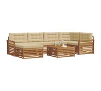 vidaXL Ensemble de canapés d'extérieur 7 pcs Naturel et Beige, Canapé d'extérieur Chic, Ensemble Moderne, Salon Durable, mobilier de Patio Confortable, assises terrasse incluses
