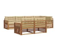 vidaXL Ensemble de canapés d'extérieur 7 pcs Naturel et Beige, Canapé d'extérieur, mobilier Moderne, Salon Durable, Salon de Jardin, Ensemble Confort terrasse