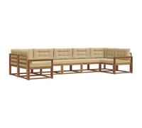 vidaXL Ensemble de canapés d'extérieur 7 pcs Naturel et Beige, Canapé d'extérieur Moderne, mobilier de Patio élégant, Salon de Jardin, sectionnel pour se détendre au Jardin ou au Bord de la Piscine