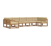 vidaXL Ensemble de canapés d'extérieur 7 pcs Naturel et Beige, Canapé d'extérieur Moderne, mobilier de Patio élégant, Salon de Jardin, sectionnel pour se détendre au Jardin ou au Bord de la Piscine
