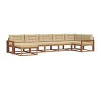 vidaXL Ensemble de canapés d'extérieur 7 pcs Naturel et Beige, Canapé Moderne d'extérieur, sièges Flexibles, Ensemble sectionnel, mobilier résistant aux intempéries pour se détendre