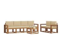 vidaXL Ensemble de canapés d'extérieur 7 pcs Naturel et Beige, Ensemble de canapé de Jardin en Acacia, mobilier extérieur Moderne, sectionnel Durable, Lounge stylé, Design Ergonomique