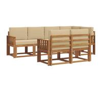 vidaXL Ensemble de canapés d'extérieur 7 pcs Naturel et Beige, Ensemble de salon de jardin, canapé extérieur moderne, mobilier secret de patio confortable, sectionnel en bois massif et polyvalent pour