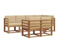 vidaXL Ensemble de canapés d'extérieur 7 pcs Naturel et Beige, Ensemble de salon de jardin, canapé extérieur moderne, mobilier secret de patio confortable, sectionnel en bois massif et polyvalent pour