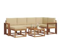vidaXL Ensemble de canapés d'extérieur 7 pcs Naturel et Beige, Jardin, Moderne, Ensemble de canapé sectionnel d'extérieur Durable, Mobilier de Patio, Confort de Vie intérieure en terrasse
