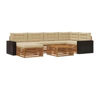 vidaXL Ensemble de canapés d'extérieur 7 pcs Naturel et Beige, Mobilier de Jardin, canapé Moderne pour extérieur, Ensemble sectionnel résistant, Salon terrasse, assises Confortables