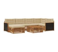 vidaXL Ensemble de canapés d'extérieur 7 pcs Naturel et Beige, Mobilier de Jardin, canapé Moderne pour extérieur, Ensemble sectionnel résistant, Salon terrasse, assises Confortables
