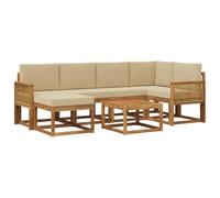 vidaXL Ensemble de canapés d'extérieur 7 pcs Naturel et Beige, Mobilier de Jardin Moderne, canapé d'angle résistant à la météo, Ensemble Salon extérieur, sièges pour terrasse