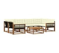 vidaXL Ensemble de canapés d'extérieur 7 pcs Naturel et Crème, Canapé d'angle Moderne, mobilier de Jardin résistant, Ensemble de Salon pour terrasse, Confortable