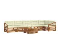 vidaXL Ensemble de canapés d'extérieur 7 pcs Naturel et Crème, Canapé de Jardin, Meuble d'extérieur Moderne, Seating Durable, Salon terrasse, Confort stylé