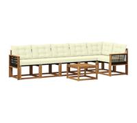 vidaXL Ensemble de canapés d'extérieur 7 pcs Naturel et Crème, Canapé de Jardin Moderne, mobilier d'extérieur Durable, Coin détente élégant près de la Piscine