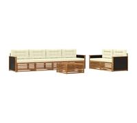 vidaXL Ensemble de canapés d'extérieur 7 pcs Naturel et Crème, Canapé de Jardin, sectionnel Moderne, mobilier Durable pour terrasse, Confort Optimal pour se Relaxer
