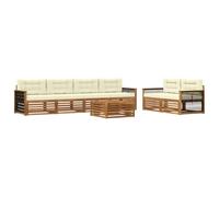 vidaXL Ensemble de canapés d'extérieur 7 pcs Naturel et Crème, Canapé de Jardin, sectionnel Moderne, mobilier Durable pour terrasse, Confort Optimal pour se Relaxer