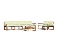 vidaXL Ensemble de canapés d'extérieur 7 pcs Naturel et Crème, Canapé de Jardin, sectionnel Moderne, mobilier extérieur Durable, Confort terrasse, idéal pour se détendre