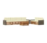 vidaXL Ensemble de canapés d'extérieur 7 pcs Naturel et Crème, Canapé de Jardin, sectionnel Moderne, mobilier Durable pour terrasse, Confort Optimal pour se Relaxer